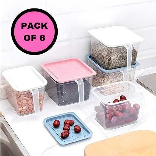 Unbreakable Kitchen Storage Fruit Basket Containers 1000 ml | Fridge Organizer (Pack of 6)